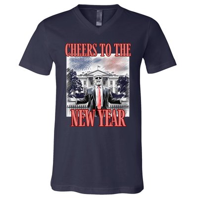 Funny Trump Cheers To The New Year Fireworks Outlaw Won V-Neck T-Shirt