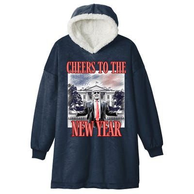 Funny Trump Cheers To The New Year Fireworks Outlaw Won Hooded Wearable Blanket