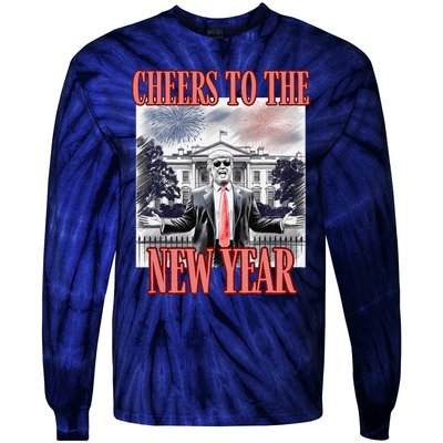 Funny Trump Cheers To The New Year Fireworks Outlaw Won Tie-Dye Long Sleeve Shirt