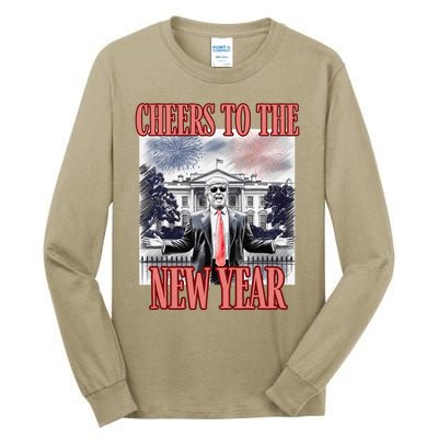 Funny Trump Cheers To The New Year Fireworks Outlaw Won Tall Long Sleeve T-Shirt