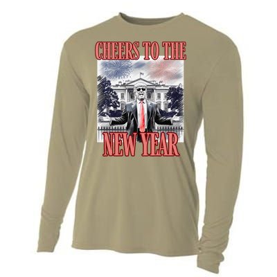 Funny Trump Cheers To The New Year Fireworks Outlaw Won Cooling Performance Long Sleeve Crew