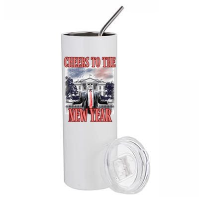 Funny Trump Cheers To The New Year Fireworks Outlaw Won Stainless Steel Tumbler