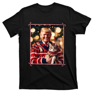 Funny Trump Christmas Sweater For Cat Lovers T-Shirt