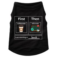 First Then Caffeinate Educate I Am Earning A Break Teacher Doggie Tank