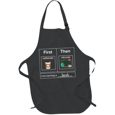 First Then Caffeinate Educate I Am Earning A Break Teacher Apron