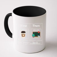 First Then Caffeinate Educate I Am Earning A Break Teacher Mug