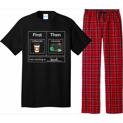 First Then Caffeinate Educate I Am Earning A Break Teacher Pajama Set