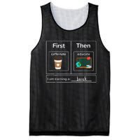 First Then Caffeinate Educate I Am Earning A Break Teacher Mesh Reversible Basketball Jersey Tank