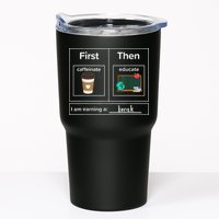 First Then Caffeinate Educate I Am Earning A Break Teacher Tumbler