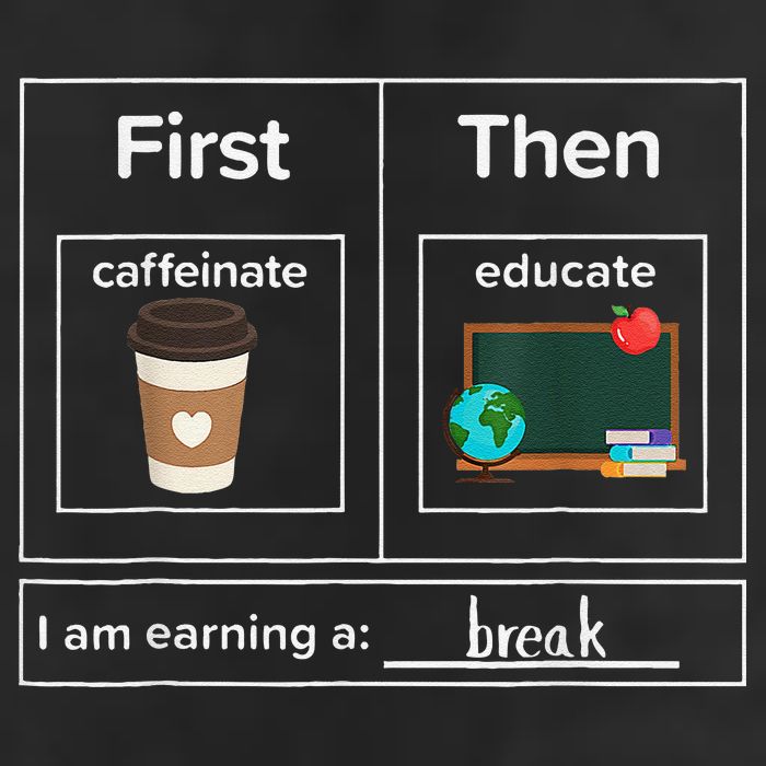 First Then Caffeinate Educate I Am Earning A Break Teacher Large Microfiber Waffle Golf Towel