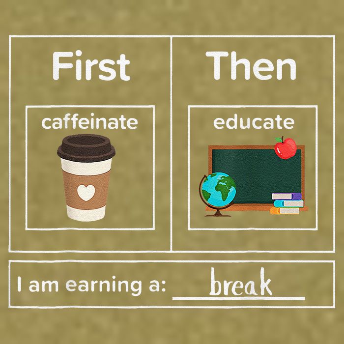 First Then Caffeinate Educate I Am Earning A Break Teacher Garment-Dyed Women's Muscle Tee