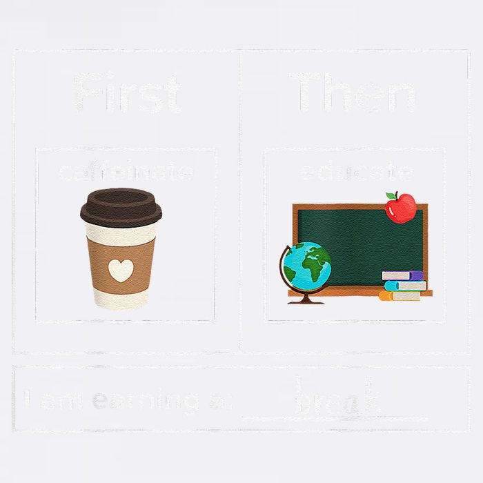 First Then Caffeinate Educate I Am Earning A Break Teacher Garment-Dyed Sweatshirt