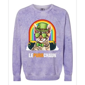 Funny Toyger Cat Lepurrchaun St Patricks Day Gift Colorblast Crewneck Sweatshirt