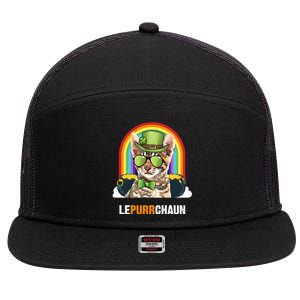 Funny Toyger Cat Lepurrchaun St Patricks Day Gift 7 Panel Mesh Trucker Snapback Hat