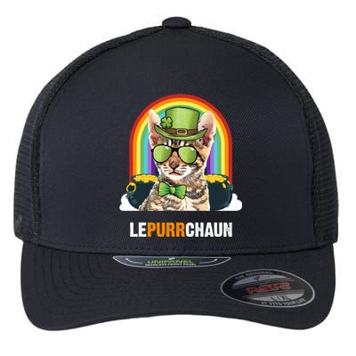 Funny Toyger Cat Lepurrchaun St Patricks Day Gift Flexfit Unipanel Trucker Cap