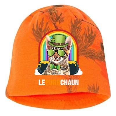 Funny Toyger Cat Lepurrchaun St Patricks Day Gift Kati - Camo Knit Beanie