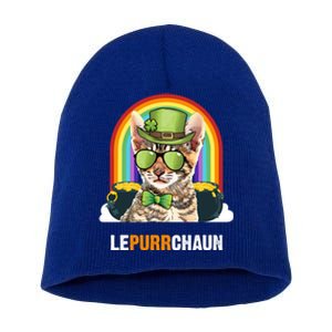 Funny Toyger Cat Lepurrchaun St Patricks Day Gift Short Acrylic Beanie