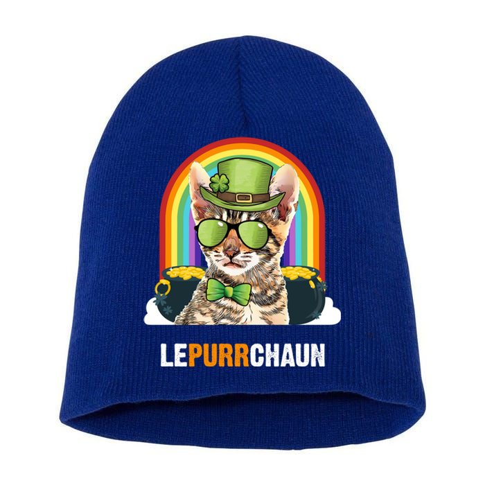 Funny Toyger Cat Lepurrchaun St Patricks Day Gift Short Acrylic Beanie