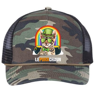 Funny Toyger Cat Lepurrchaun St Patricks Day Gift Retro Rope Trucker Hat Cap