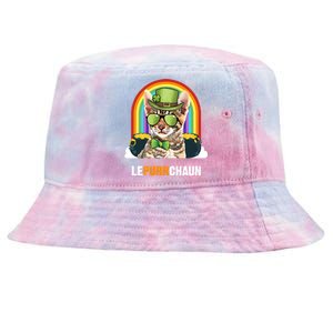 Funny Toyger Cat Lepurrchaun St Patricks Day Gift Tie-Dyed Bucket Hat