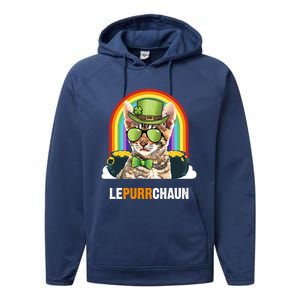 Funny Toyger Cat Lepurrchaun St Patricks Day Gift Performance Fleece Hoodie