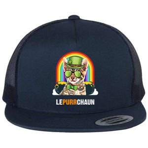 Funny Toyger Cat Lepurrchaun St Patricks Day Gift Flat Bill Trucker Hat