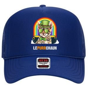 Funny Toyger Cat Lepurrchaun St Patricks Day Gift High Crown Mesh Back Trucker Hat