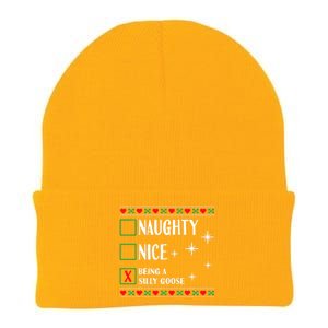 Funny Trendy Christmas Xmas Naughty Nice Being A Silly Goose Knit Cap Winter Beanie