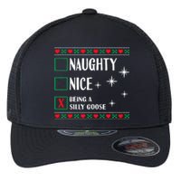 Funny Trendy Christmas Xmas Naughty Nice Being A Silly Goose Flexfit Unipanel Trucker Cap