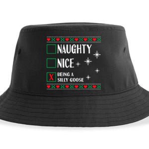 Funny Trendy Christmas Xmas Naughty Nice Being A Silly Goose Sustainable Bucket Hat