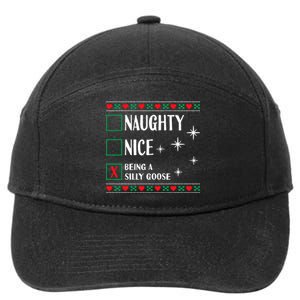 Funny Trendy Christmas Xmas Naughty Nice Being A Silly Goose 7-Panel Snapback Hat