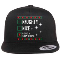 Funny Trendy Christmas Xmas Naughty Nice Being A Silly Goose Flat Bill Trucker Hat