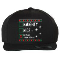 Funny Trendy Christmas Xmas Naughty Nice Being A Silly Goose Wool Snapback Cap