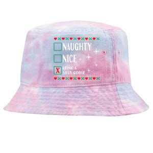 Funny Trendy Christmas Xmas Naughty Nice Being A Silly Goose Tie-Dyed Bucket Hat