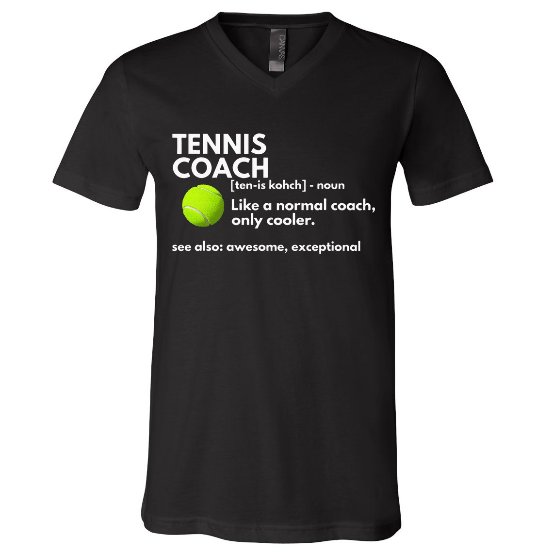 Funny Tennis Coach Definition Coaching Gift V-Neck T-Shirt