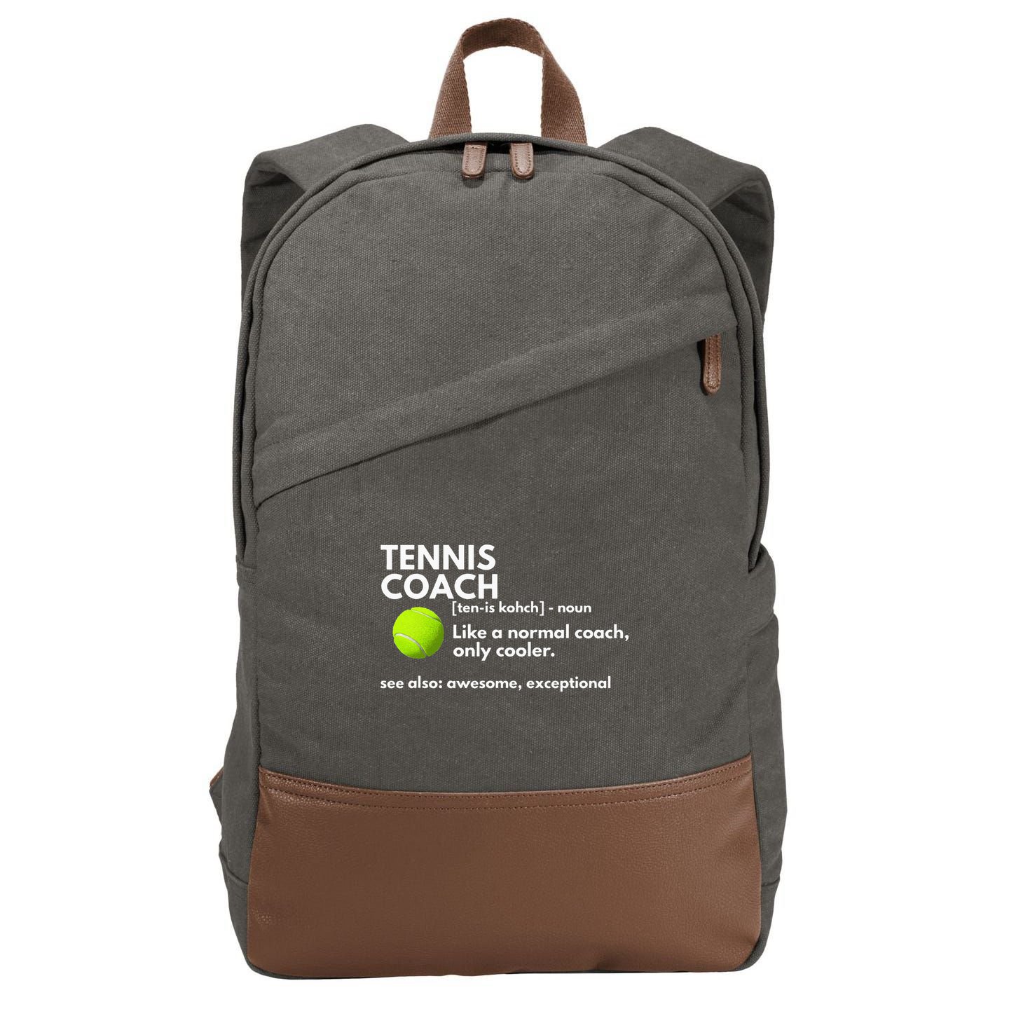 Funny Tennis Coach Definition Coaching Gift Cotton Canvas Backpack