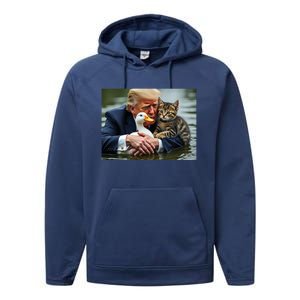 Funny Trump Cat And Duck Memes Christmas Halloween Vote Sign Performance Fleece Hoodie