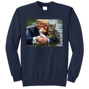 Funny Trump Cat And Duck Memes Christmas Halloween Vote Sign Tall Sweatshirt