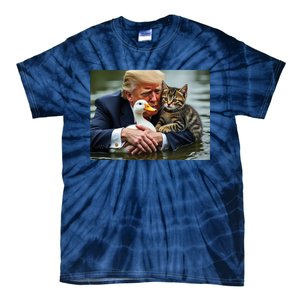 Funny Trump Cat And Duck Memes Christmas Halloween Vote Sign Tie-Dye T-Shirt