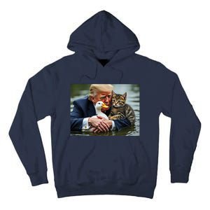 Funny Trump Cat And Duck Memes Christmas Halloween Vote Sign Tall Hoodie