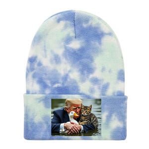 Funny Trump Cat And Duck Memes Christmas Halloween Vote Sign Tie Dye 12in Knit Beanie