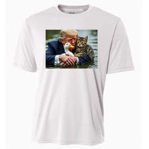 Funny Trump Cat And Duck Memes Christmas Halloween Vote Sign Cooling Performance Crew T-Shirt