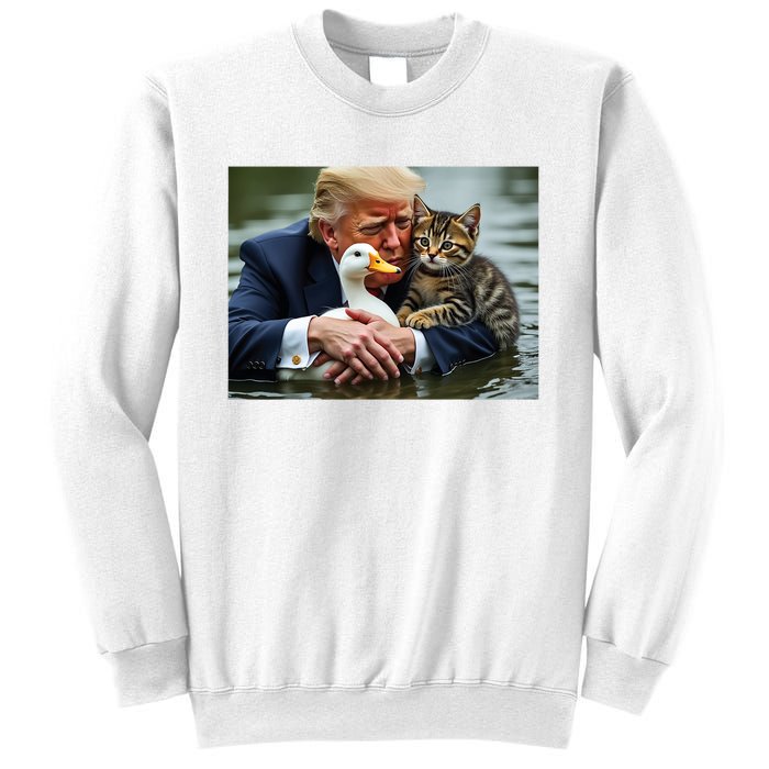 Funny Trump Cat And Duck Memes Christmas Halloween Vote Sign Sweatshirt