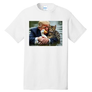 Funny Trump Cat And Duck Memes Christmas Halloween Vote Sign Tall T-Shirt