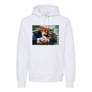 Funny Trump Cat And Duck Memes Christmas Halloween Vote Sign Premium Hoodie