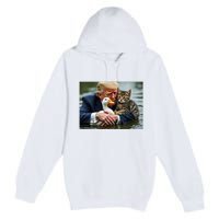 Funny Trump Cat And Duck Memes Christmas Halloween Vote Sign Premium Pullover Hoodie