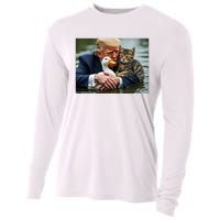 Funny Trump Cat And Duck Memes Christmas Halloween Vote Sign Cooling Performance Long Sleeve Crew