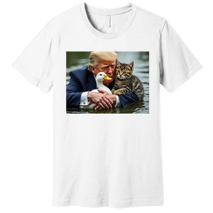 Funny Trump Cat And Duck Memes Christmas Halloween Vote Sign Premium T-Shirt