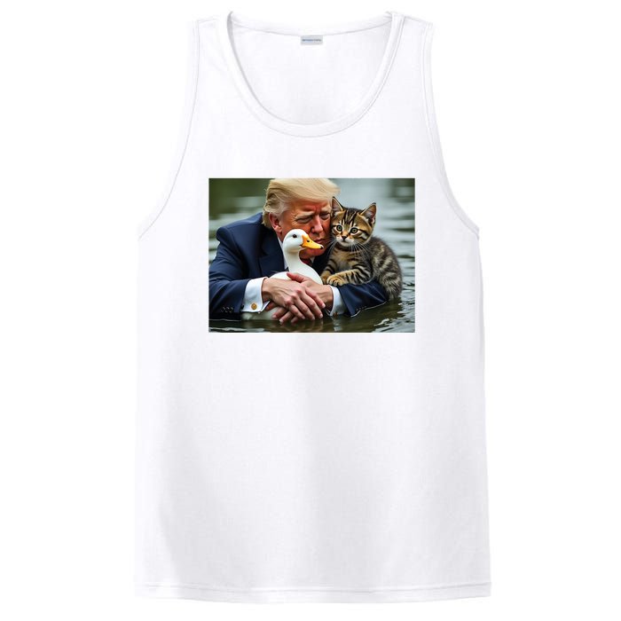 Funny Trump Cat And Duck Memes Christmas Halloween Vote Sign PosiCharge Competitor Tank