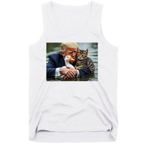 Funny Trump Cat And Duck Memes Christmas Halloween Vote Sign Tank Top